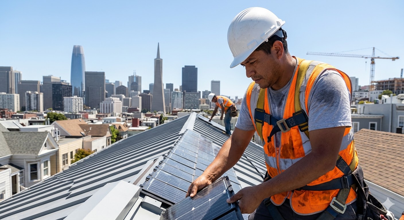 Contractor working on Bay Area roof